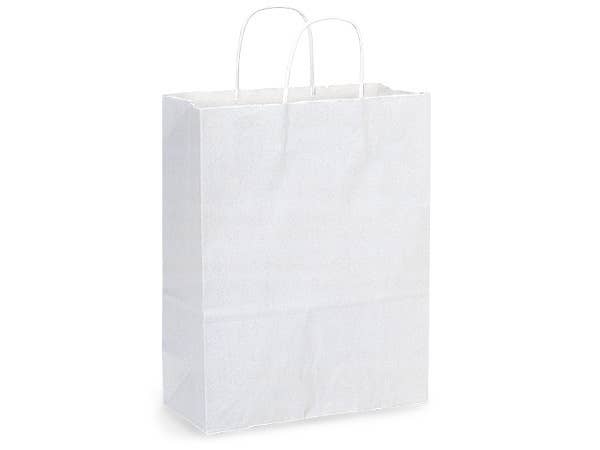 Nashville Wraps - White Kraft Retail Paper Shopping Bags: 100 Pack / Junior 8x5x8"