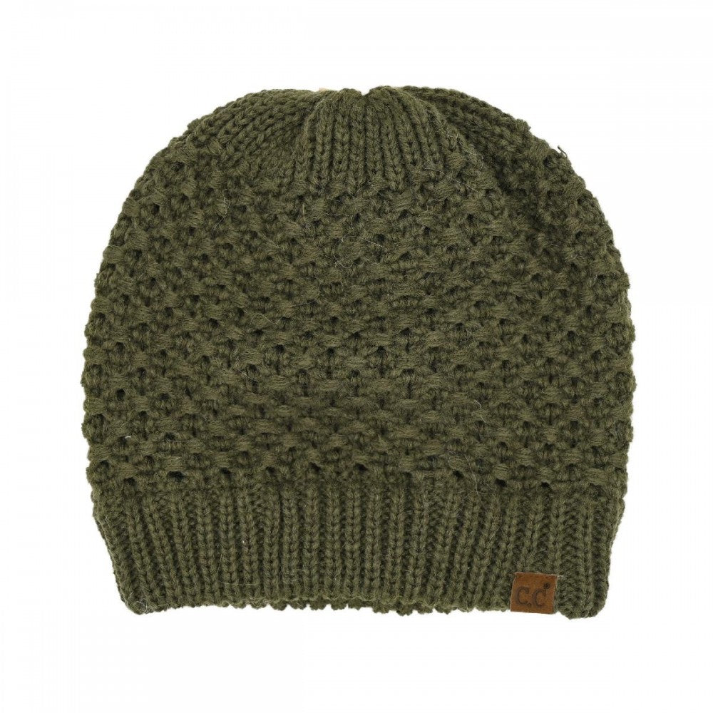 Cross Cell Stitch Knit Beanie