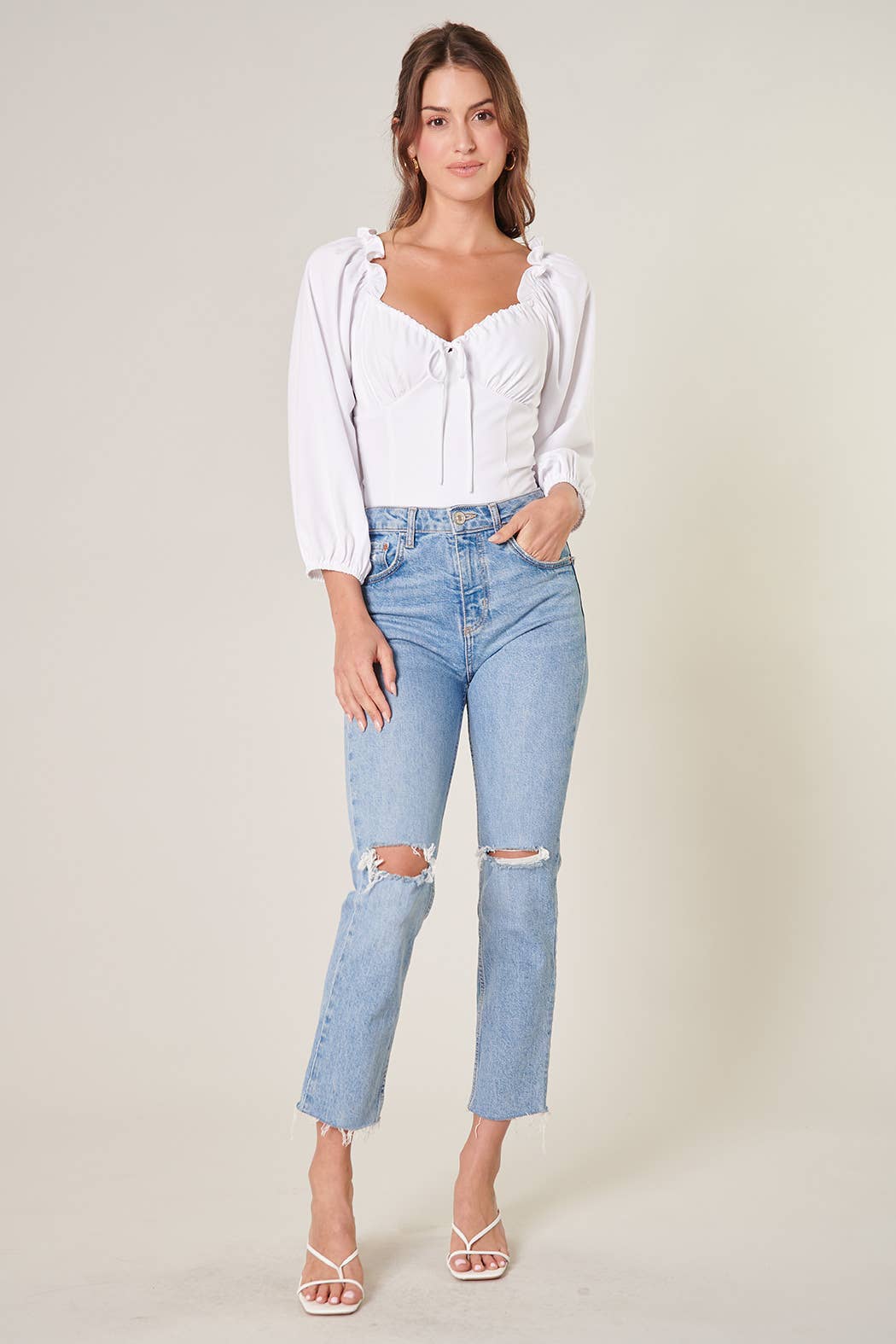 Eliana Balloon Sleeve Bustier Top