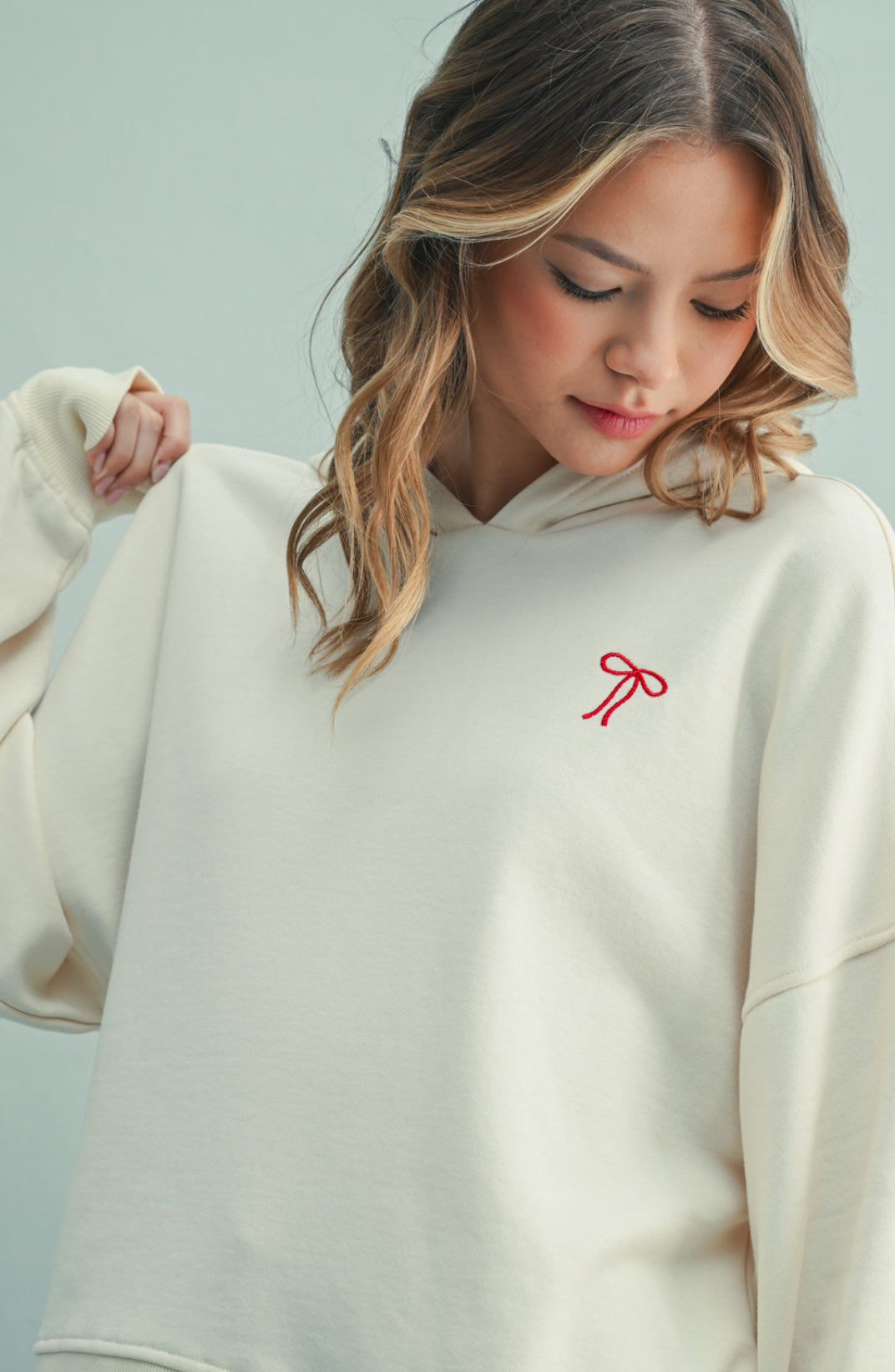 Bow French Terry Relaxed Hoodie