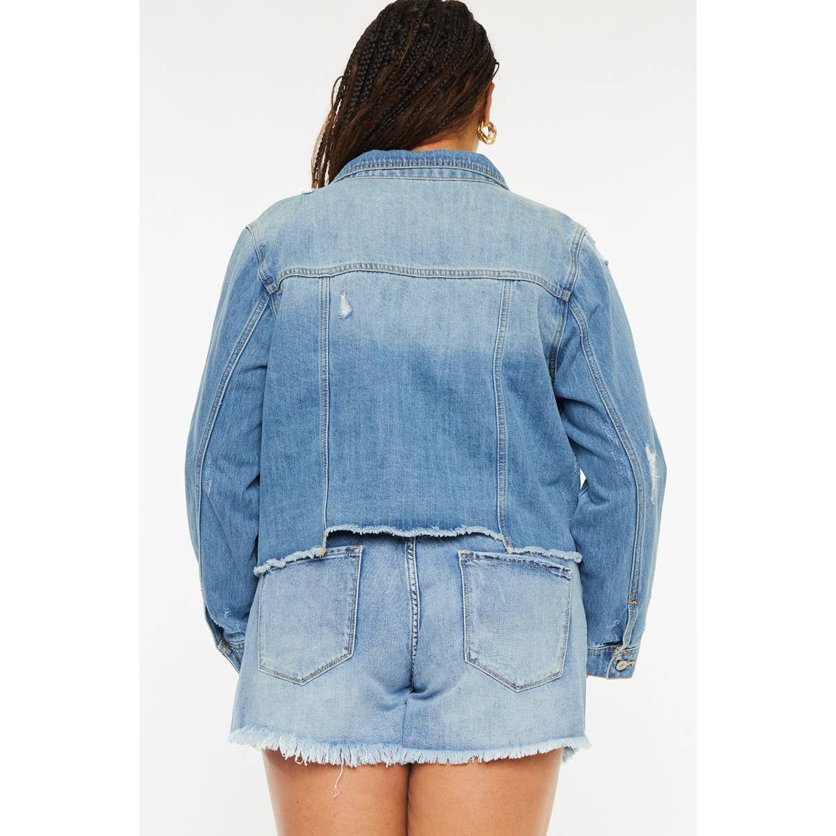 Medium Wash Distressed Denim Jacket