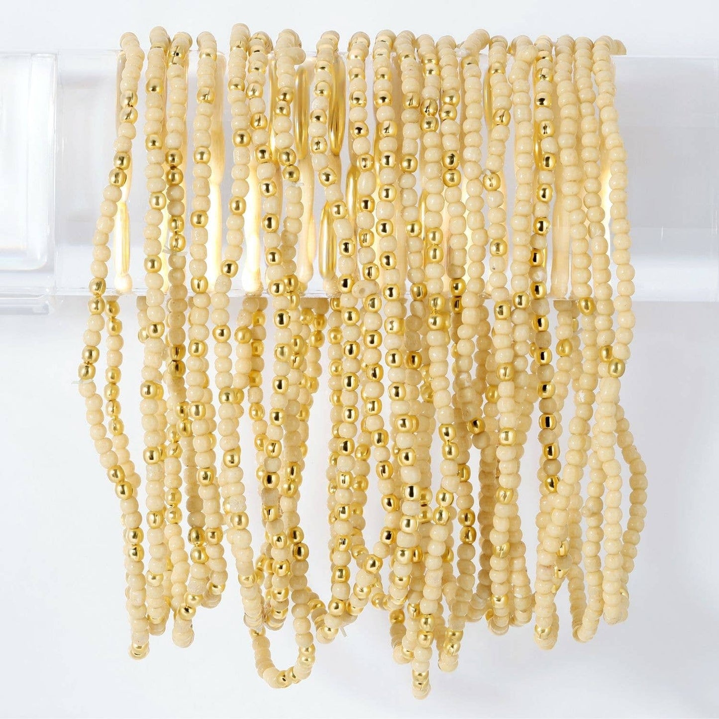 Splendid Iris - Stretch Seed Bead Solid Game Day Bracelets: Cream