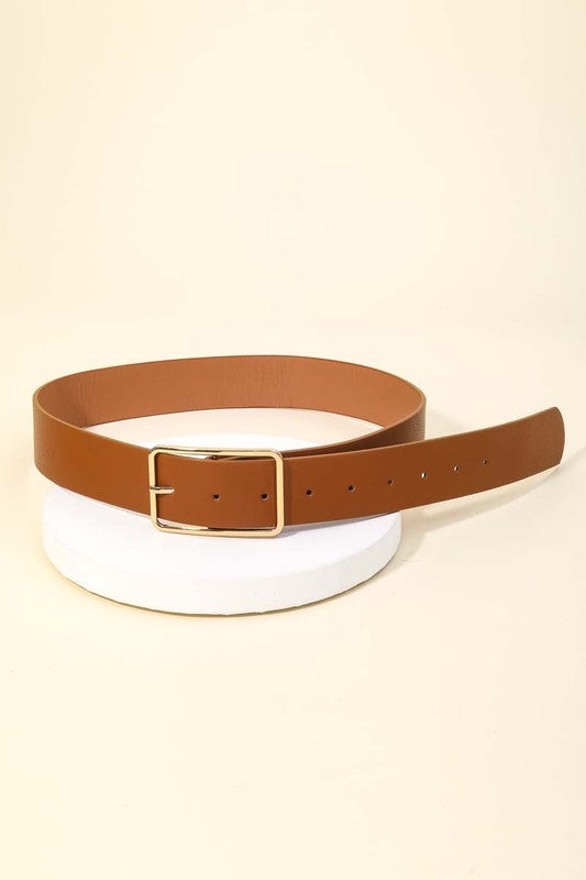 Faux Leather Rectanle Cutout Belt