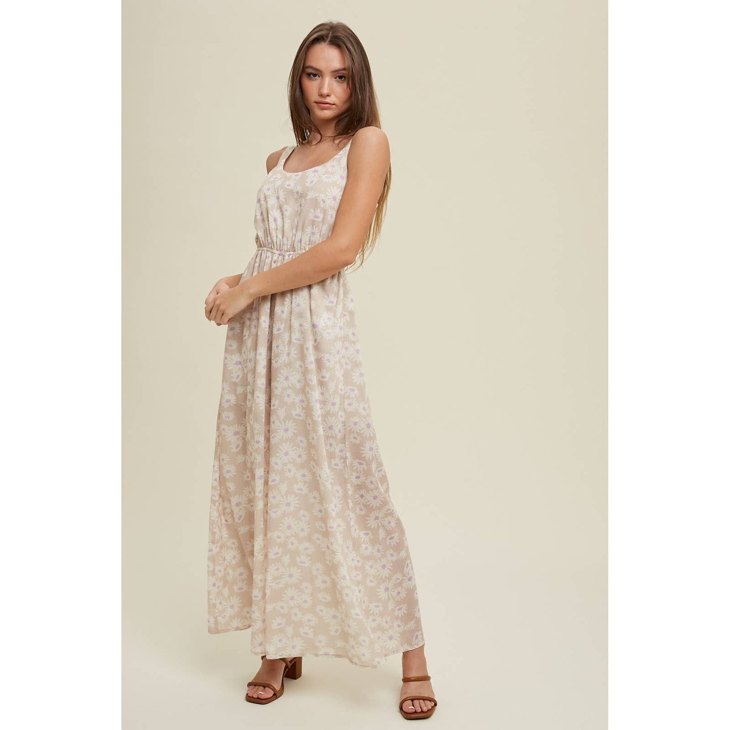 Floral Jumpsuit with Smocked Back Detail