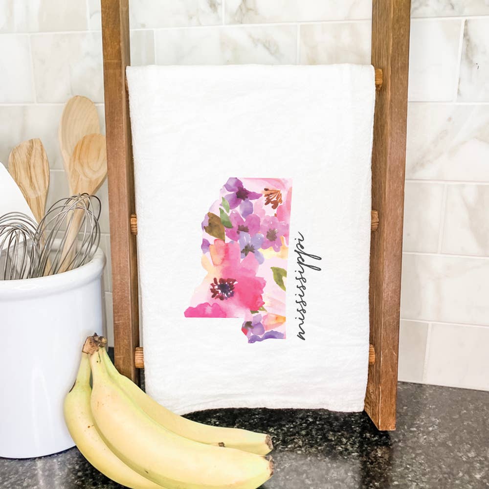 Floral Wisconsin Tea Towel: No Loop (27" x 27")