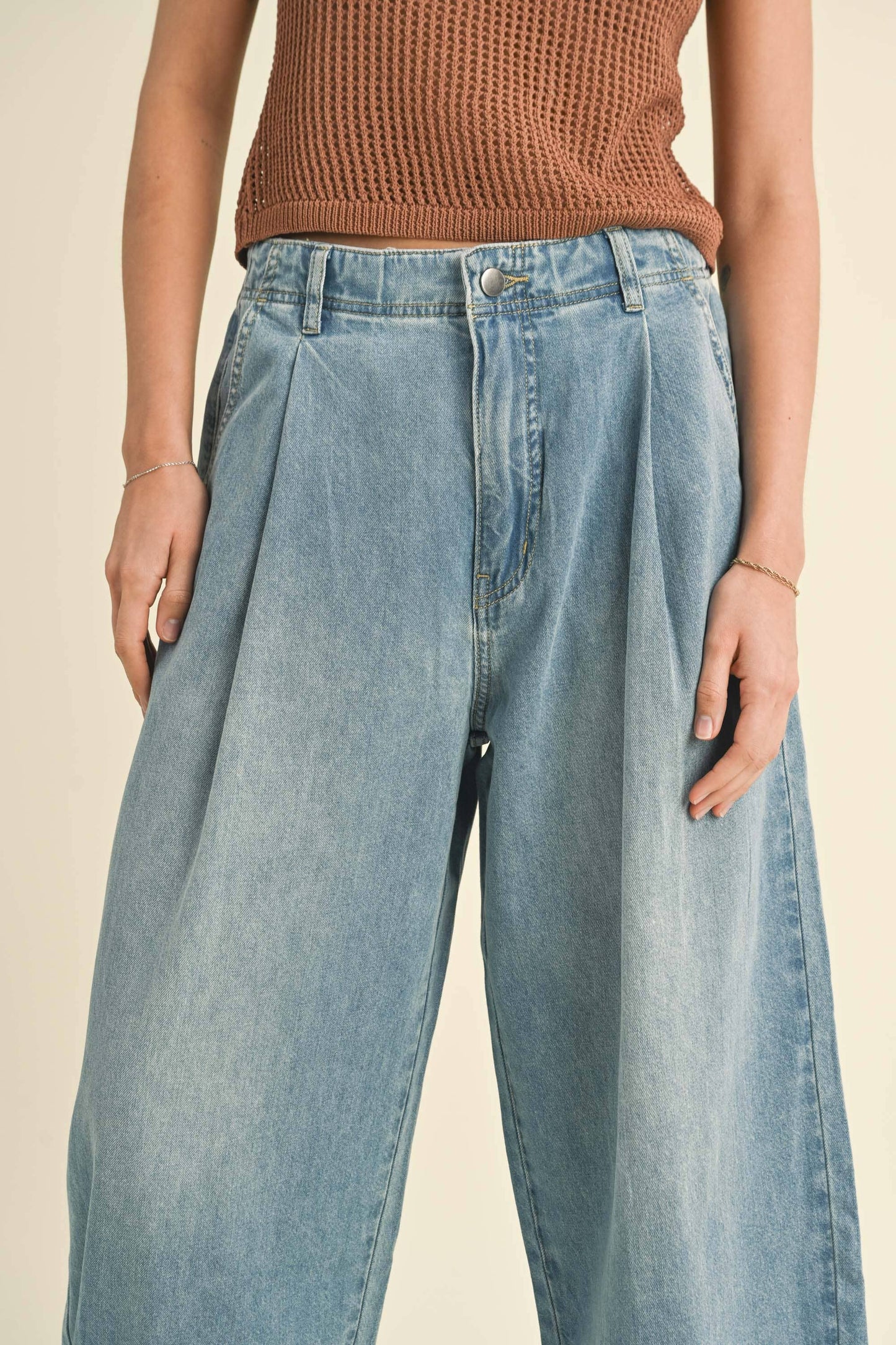 Loose Fit Denim with Pleat Detail