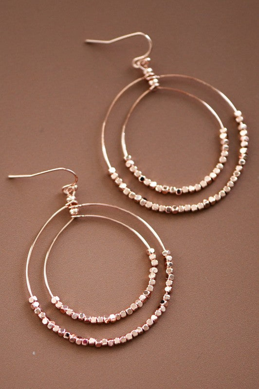 Rose Gold Beaded Hoops