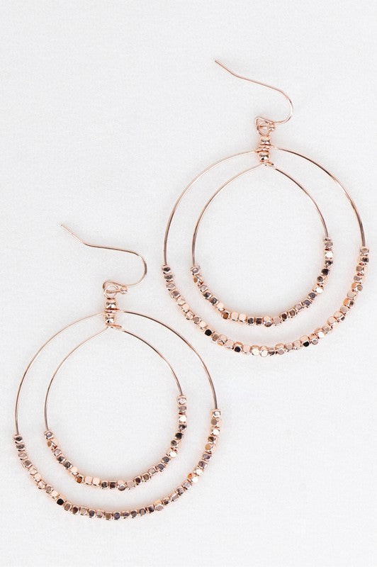 Rose Gold Beaded Hoops