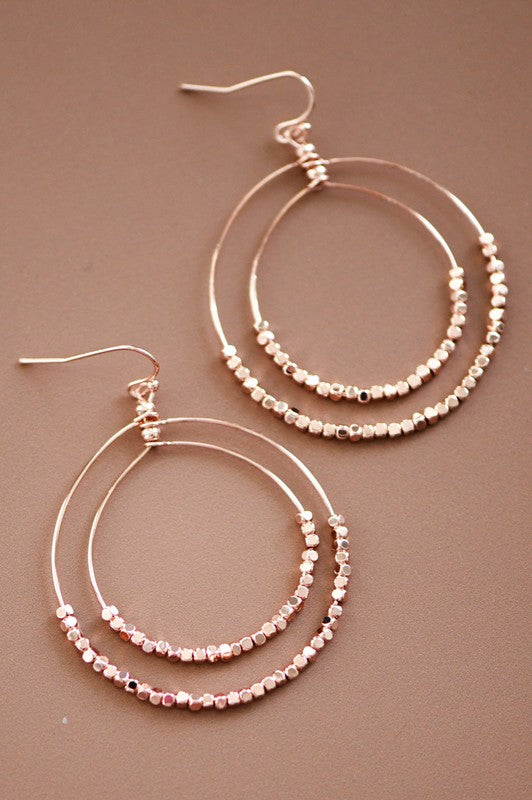 Rose Gold Beaded Hoops