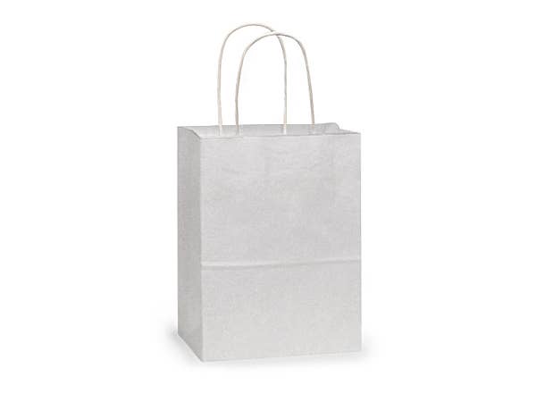 Nashville Wraps - White Kraft Retail Paper Shopping Bags: 100 Pack / Junior 8x5x8"