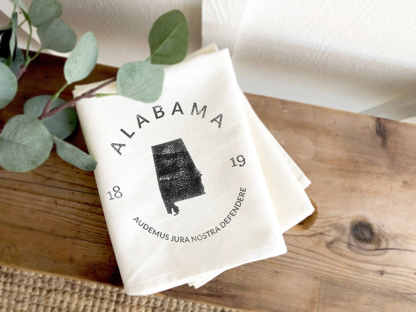 State Badge and Motto - Custom Cotton Tea Towel: Wisconsin