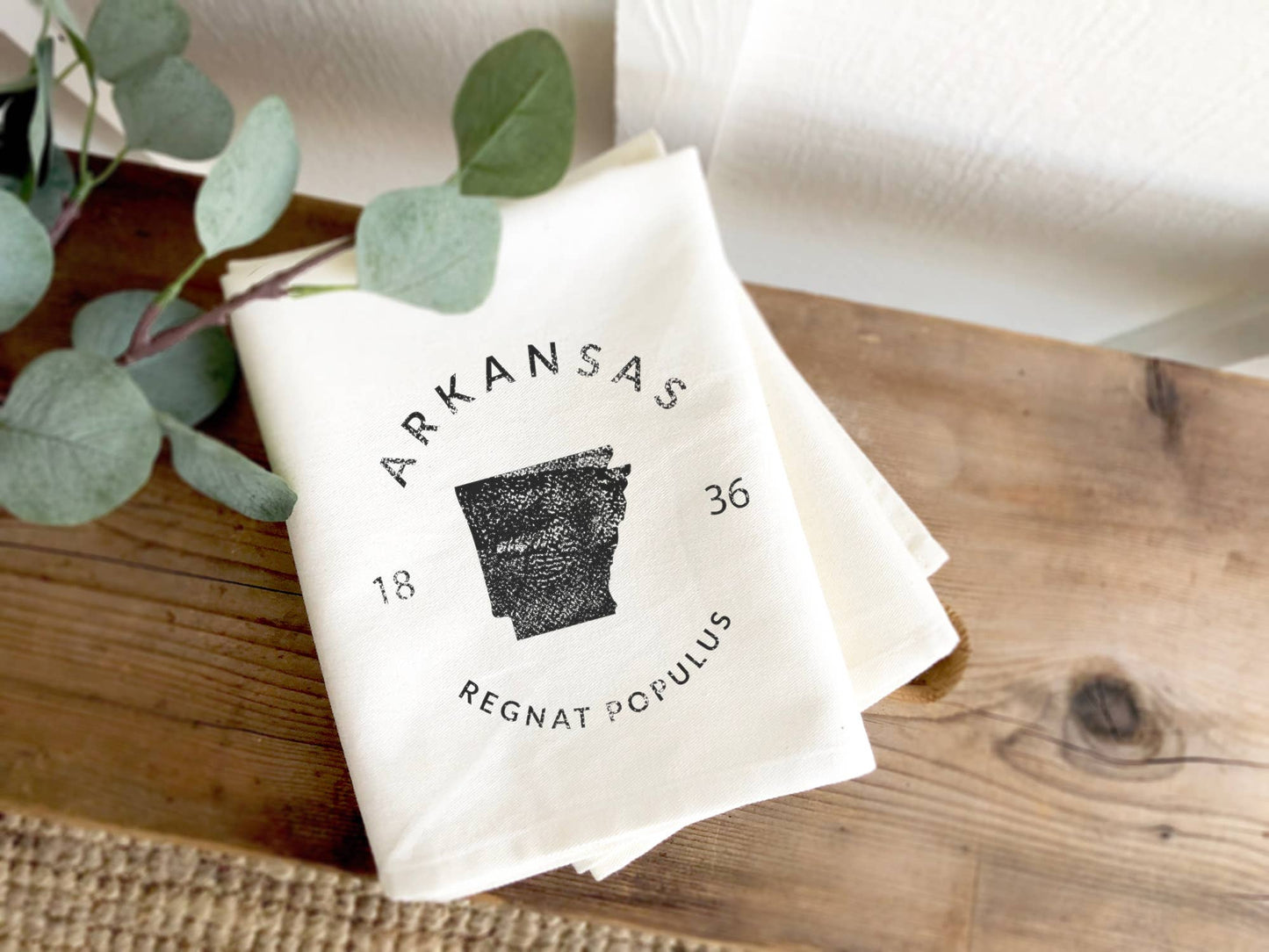 State Badge and Motto - Custom Cotton Tea Towel: Wisconsin
