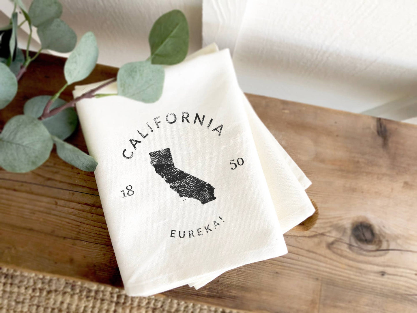 State Badge and Motto - Custom Cotton Tea Towel: Wisconsin