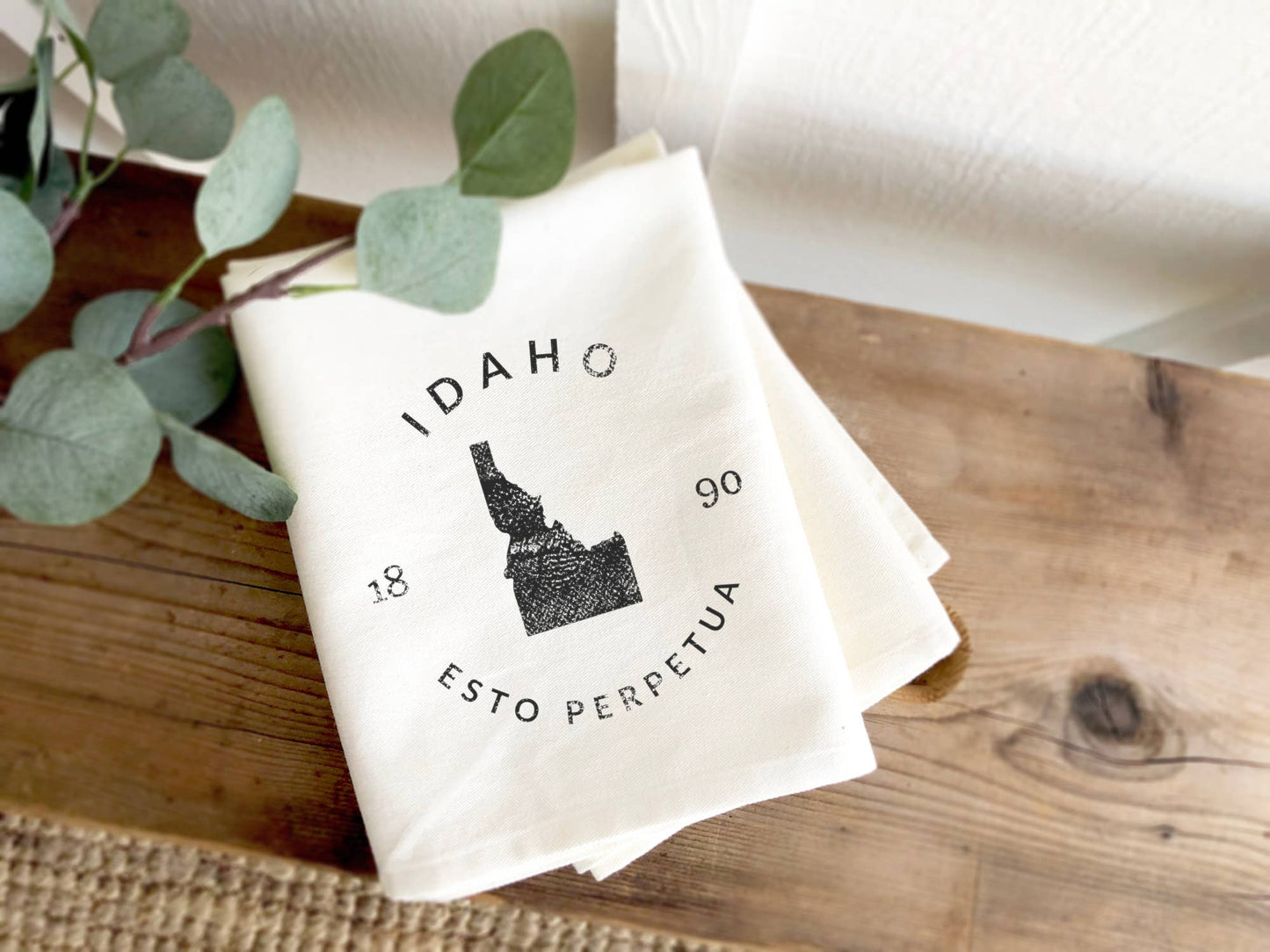 State Badge and Motto - Custom Cotton Tea Towel: Wisconsin