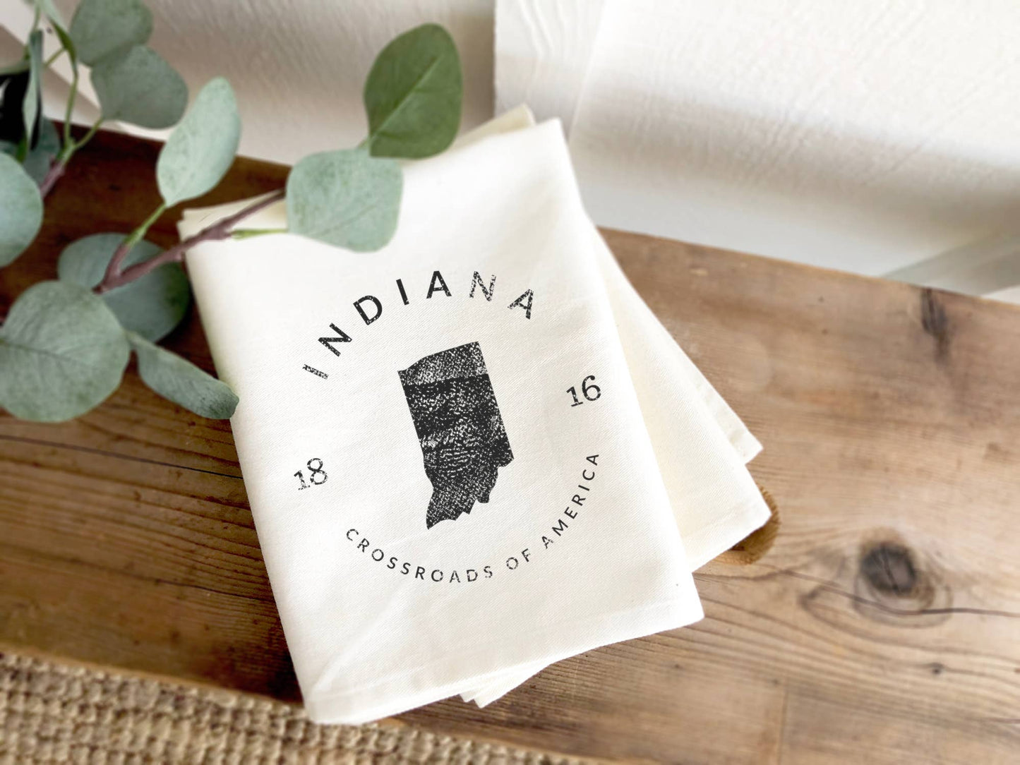 State Badge and Motto - Custom Cotton Tea Towel: Wisconsin