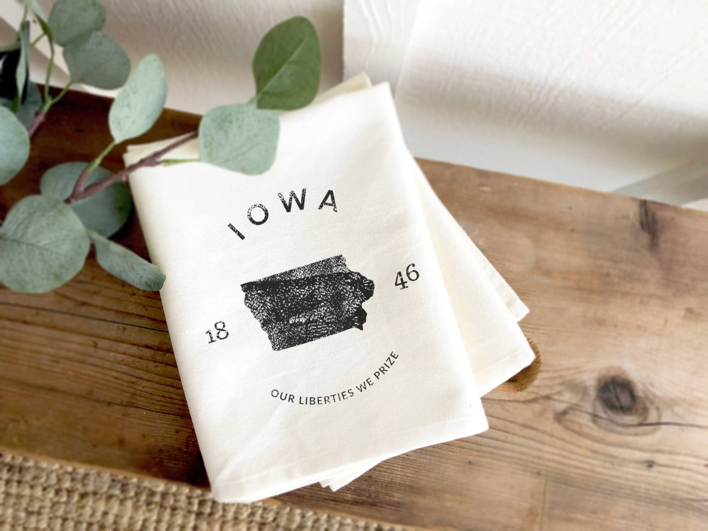 State Badge and Motto - Custom Cotton Tea Towel: Wisconsin