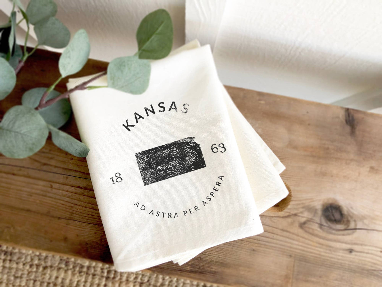 State Badge and Motto - Custom Cotton Tea Towel: Wisconsin