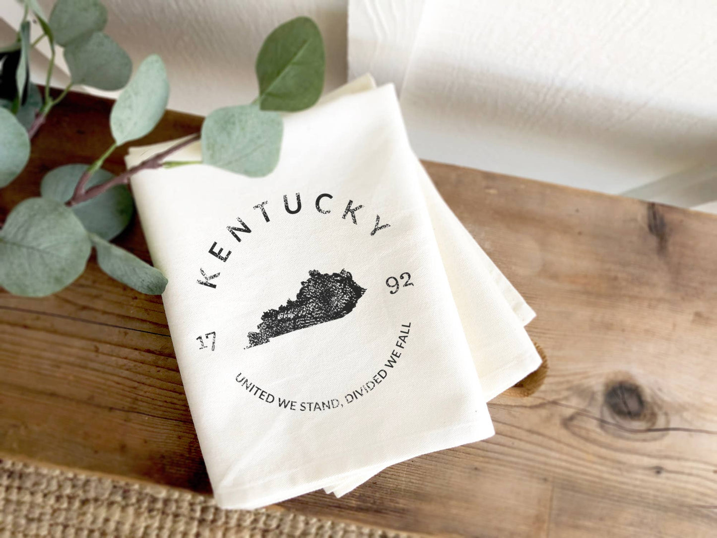 State Badge and Motto - Custom Cotton Tea Towel: Wisconsin