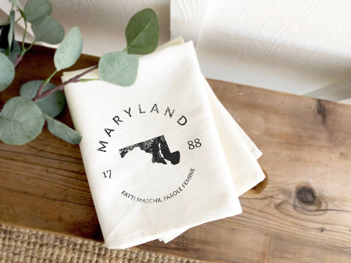State Badge and Motto - Custom Cotton Tea Towel: Wisconsin
