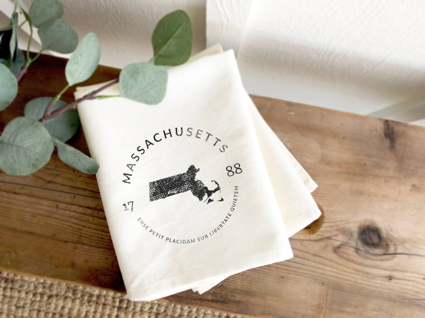 State Badge and Motto - Custom Cotton Tea Towel: Wisconsin