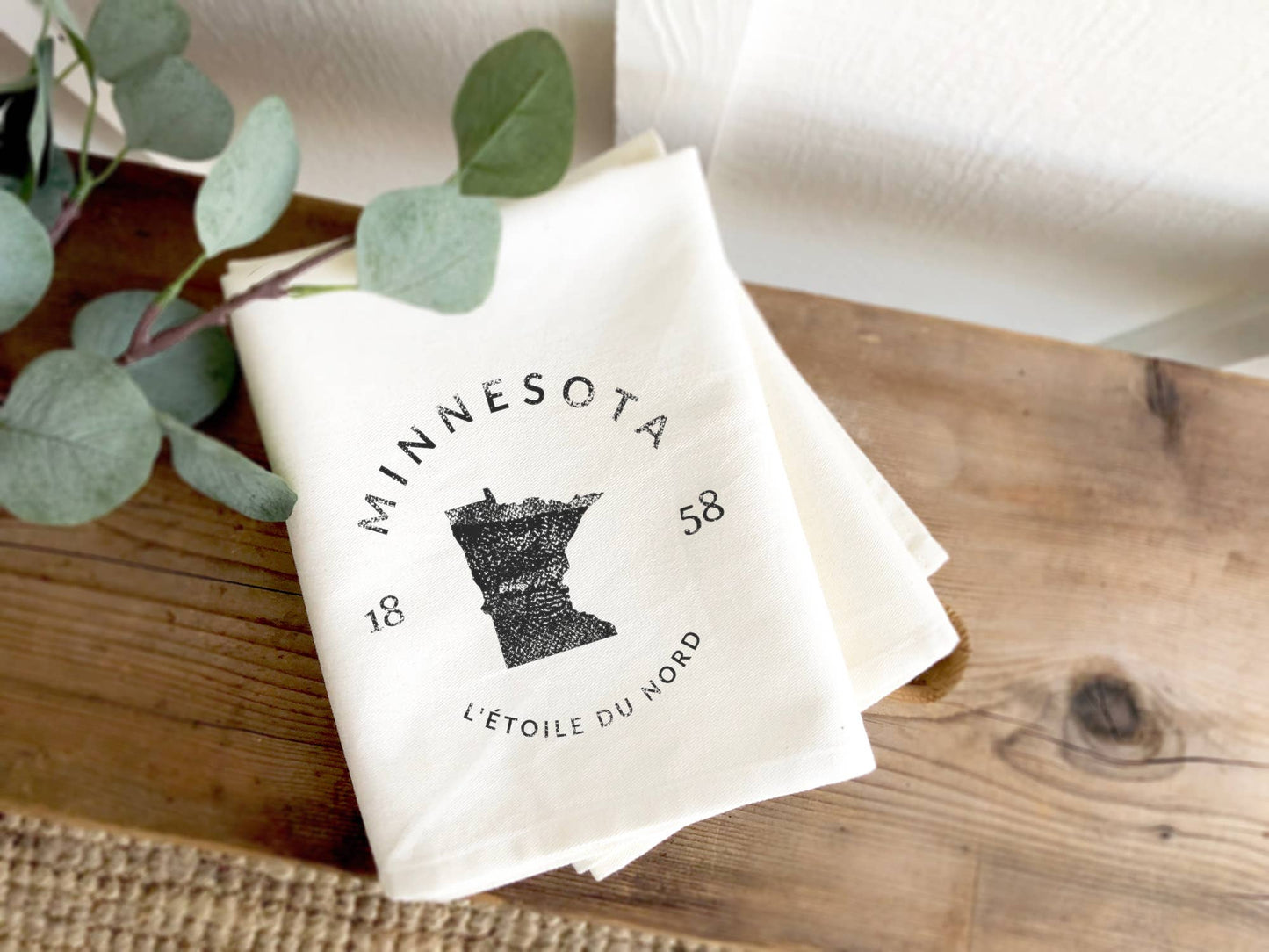 State Badge and Motto - Custom Cotton Tea Towel: Wisconsin