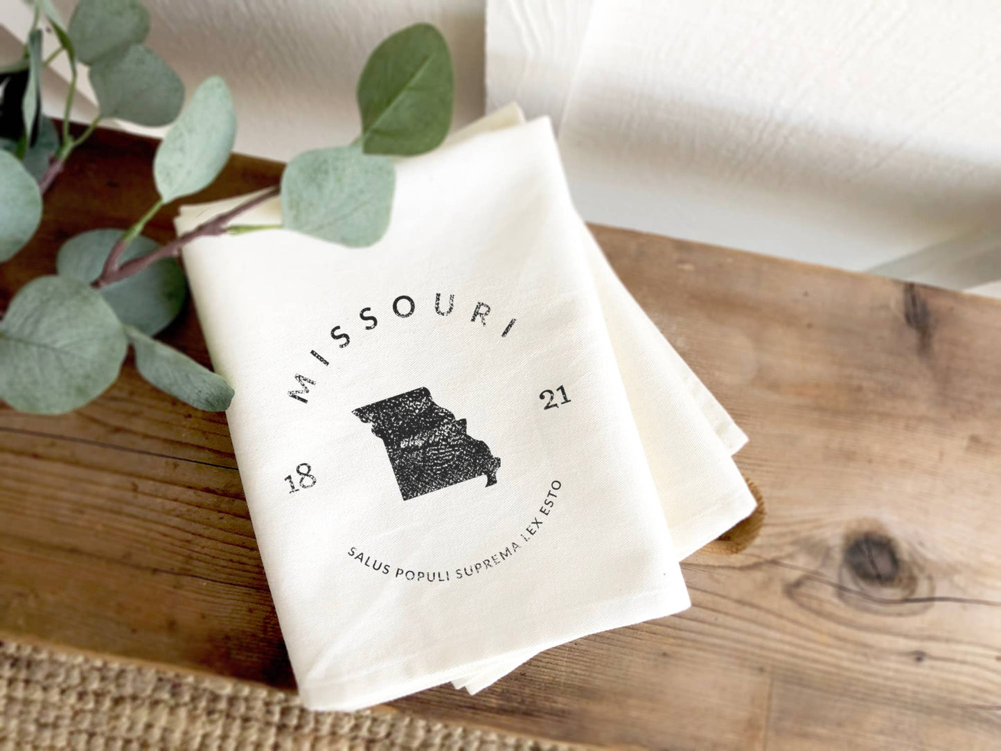 State Badge and Motto - Custom Cotton Tea Towel: Wisconsin