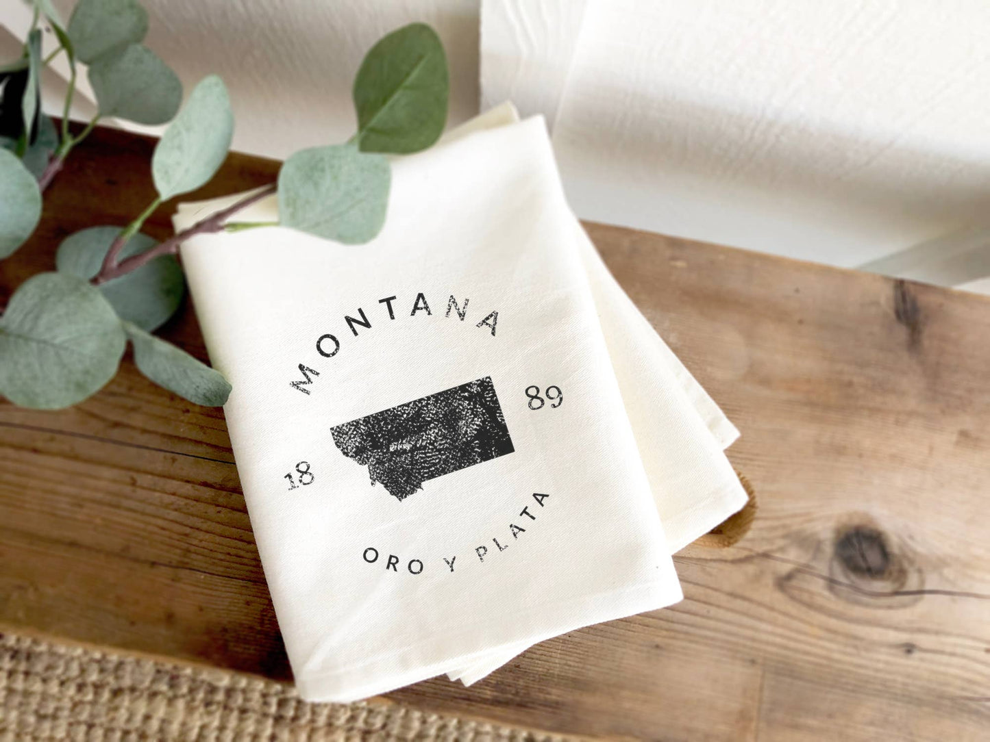 State Badge and Motto - Custom Cotton Tea Towel: Wisconsin