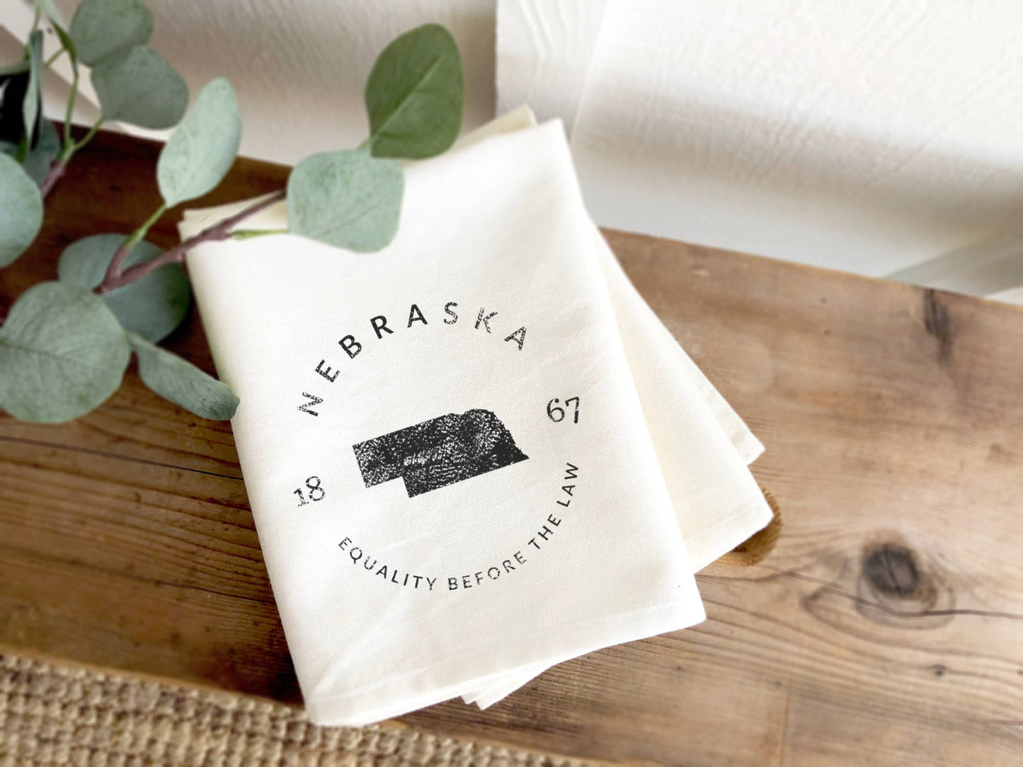 State Badge and Motto - Custom Cotton Tea Towel: Wisconsin