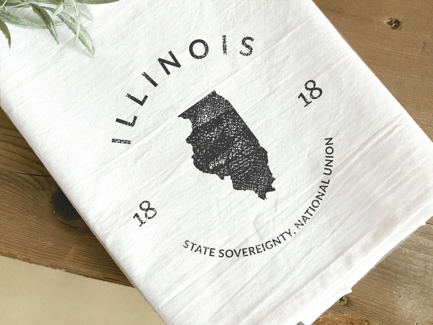 State Badge and Motto - Custom Cotton Tea Towel: Wisconsin