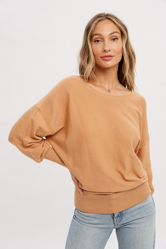 Backless Balloon Sleeves Pullover