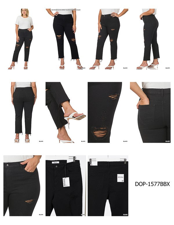 Plus Distressed Cropped Denim
