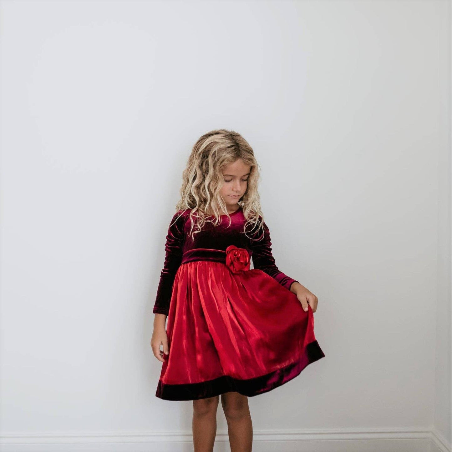 Red Velvet Rosette Holiday Fancy Dress