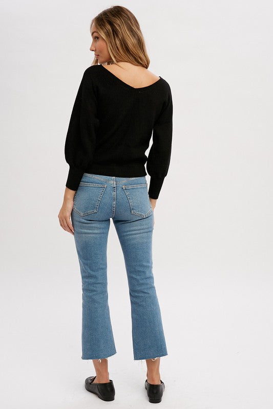 V Neck Button Up Pullover