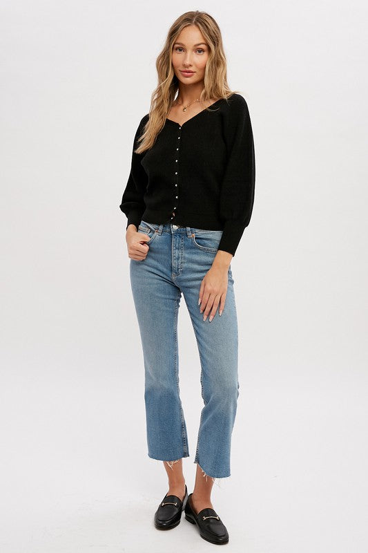 V Neck Button Up Pullover