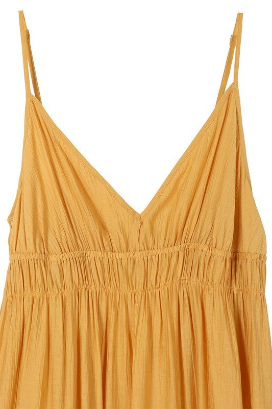 Low Cut Mustard Yellow Tank Dress