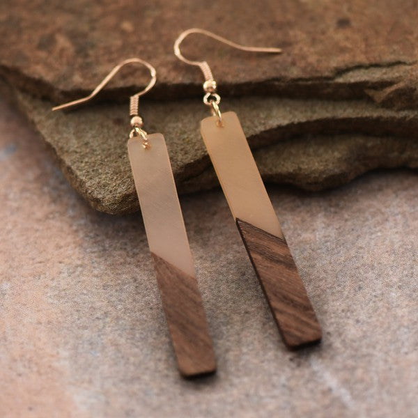 Resin Wooden Bar Earrings