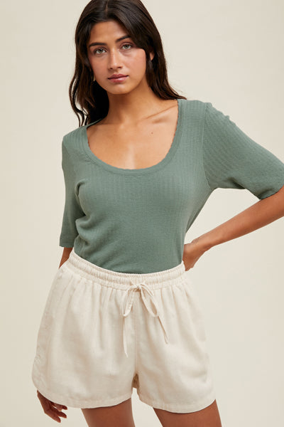 Scoop Neck Lightweight Sweater Top