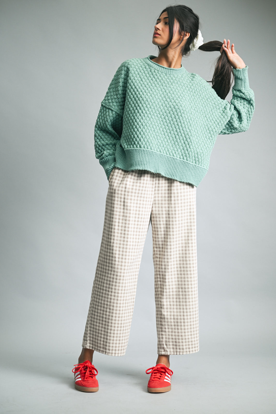 Textured Raw Edge Detail Sweater