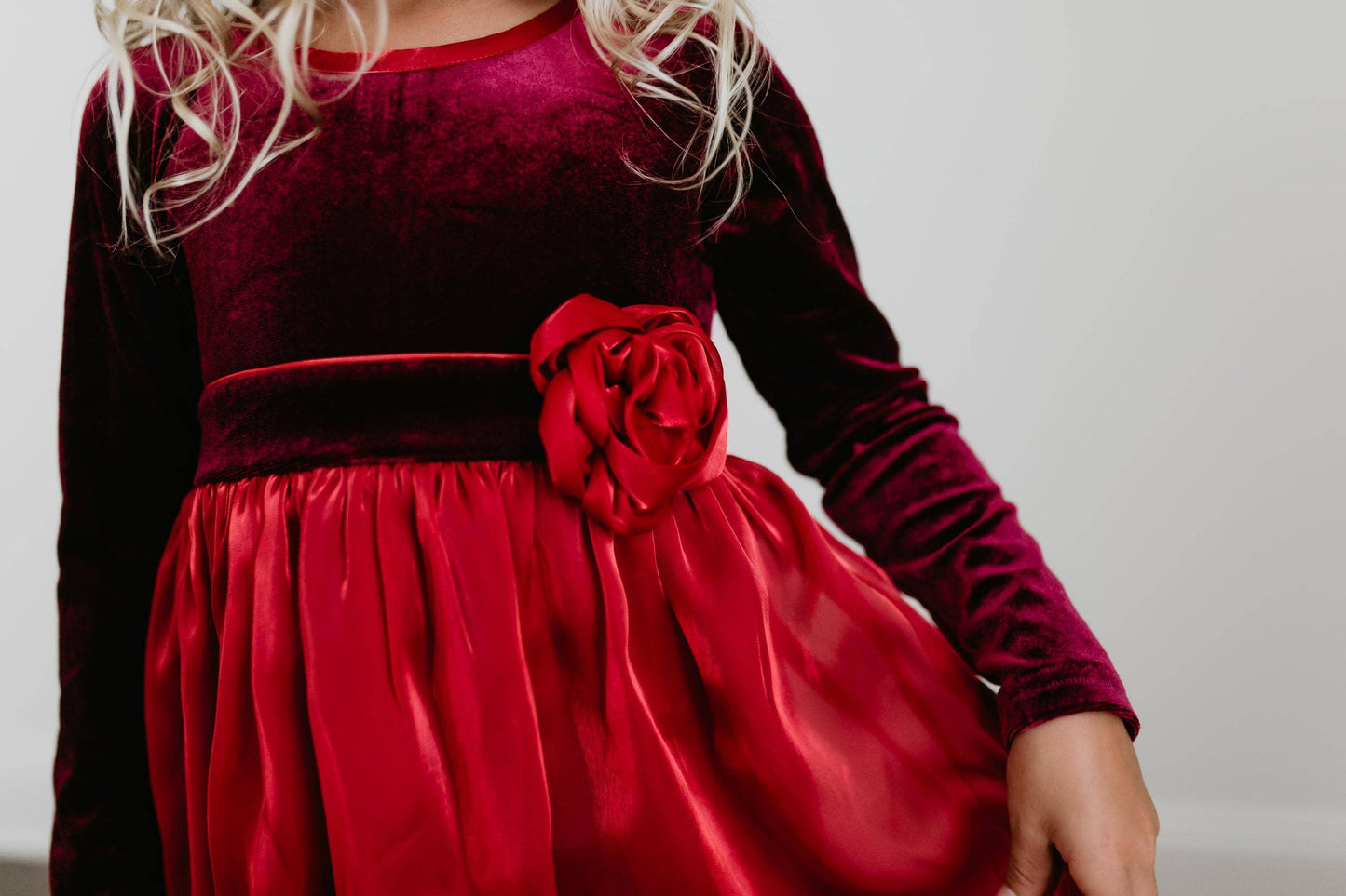 Red Velvet Rosette Holiday Fancy Dress