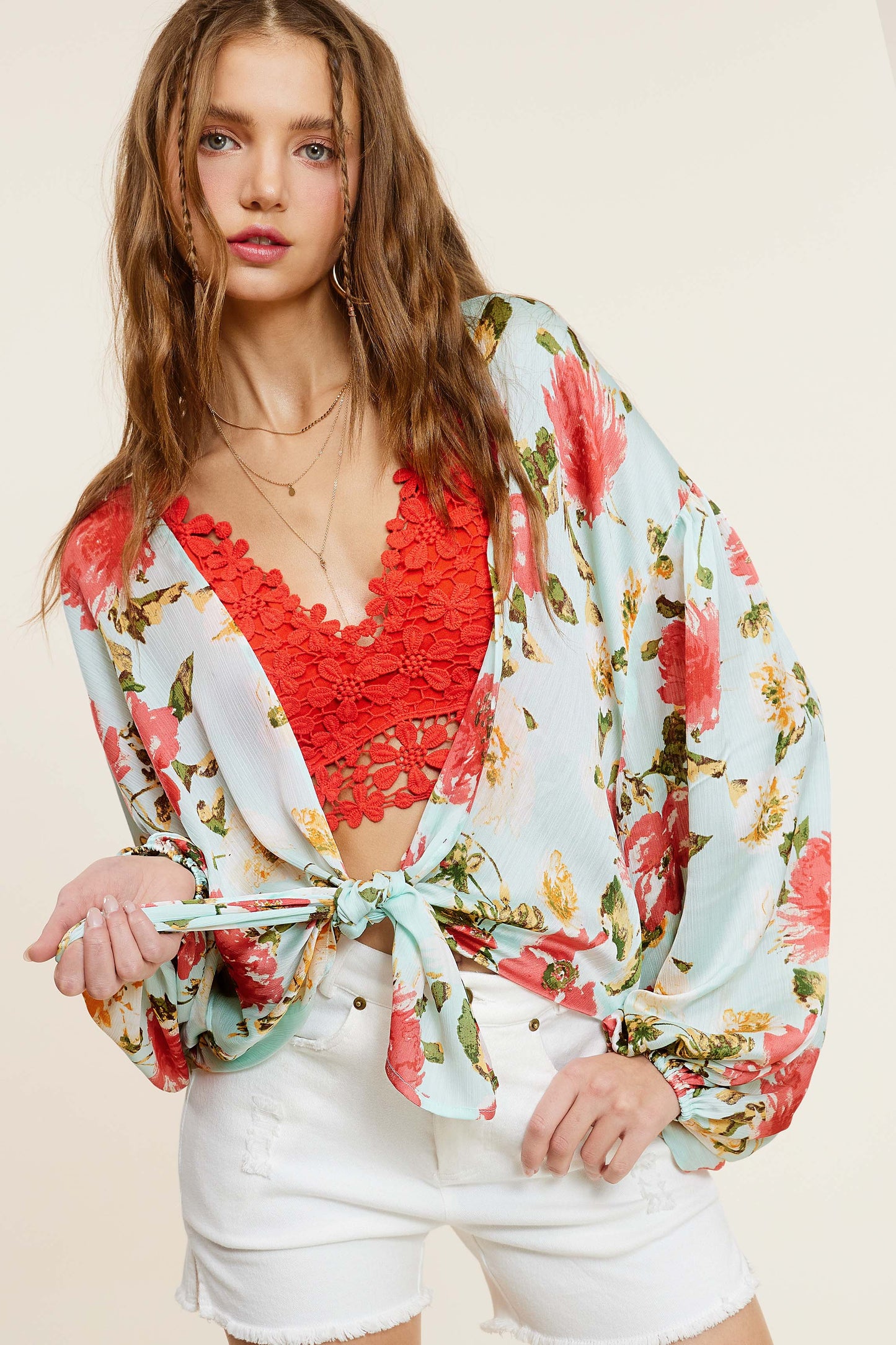 Flowery Open Cardi