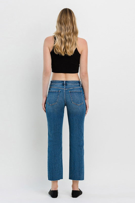 Mid Rise Ankle Regular Straight Jeans