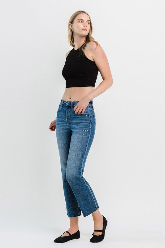 Mid Rise Ankle Regular Straight Jeans