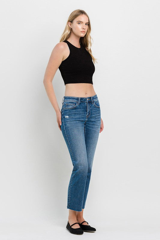 Mid Rise Ankle Regular Straight Jeans