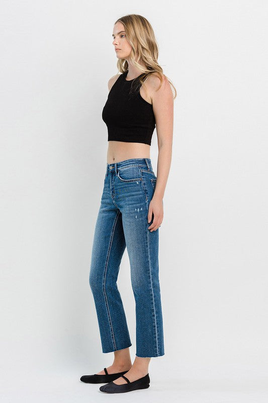 Mid Rise Ankle Regular Straight Jeans
