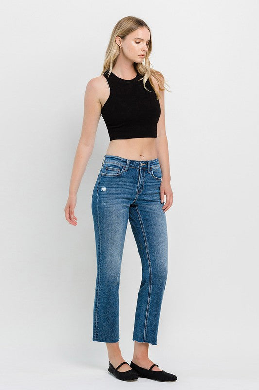 Mid Rise Ankle Regular Straight Jeans