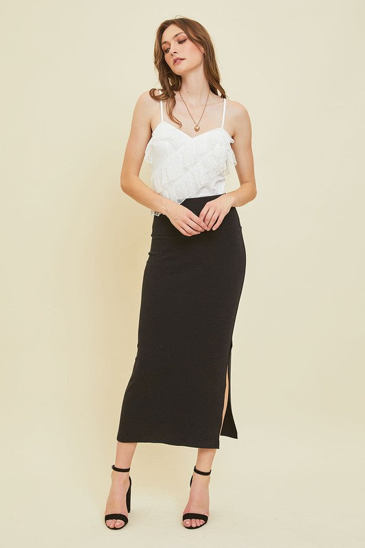 Mineral Washed Thermal Midi Skirt