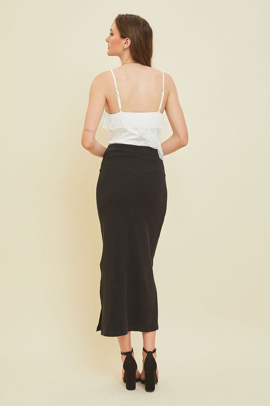 Mineral Washed Thermal Midi Skirt