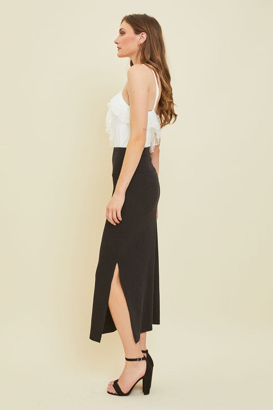 Mineral Washed Thermal Midi Skirt