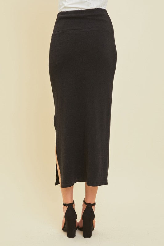 Mineral Washed Thermal Midi Skirt