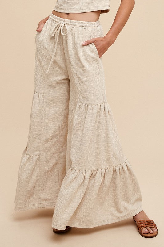 Texture Knit Mock Neck Crop Top And Pants Set